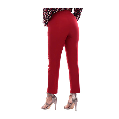 YESZEE Pantaloni Pantalone Donna con bottone gioiello Rosso - Francavilla Moda